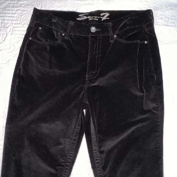 Seven7 Pants Womens Size 14 Black Velvet Tummyless High Rise Skinny Stretch - Picture 2 of 16